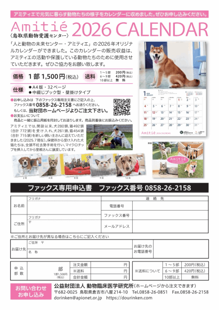 アミティエカレンダー2026販売開始